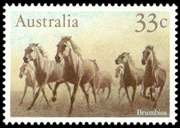 Лошади Австралии. Почтовые марки Австралии.