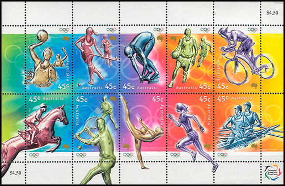 Олимпийские игры в Сиднее, 2000 г. (I). Почтовые марки Австралии.