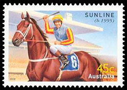 Champions of the Turf. Postage stamps of Australia.