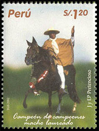 Peruano Paso Horses. Postage stamps of Peru.