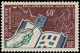 Международная филателистическая выставка "Philatec '64" в Париже. Почтовые марки Островов Сен-Пьер и Микелон.
