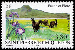 Фауна и флора. Почтовые марки Островов Сен-Пьер и Микелон.