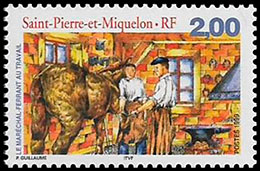 Blacksmith craft. Postage stamps of Saint Pierre and Miquelon.