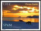 Horses at dawn. Postage stamps of Saint Pierre and Miquelon
