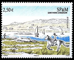 Ландшафты. Савойская лагуна. Почтовые марки Островов Сен-Пьер и Микелон.