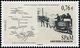 Гужевой транспорт на Сен-Пьер и Микелоне. Почтовые марки Островов Сен-Пьер и Микелон.