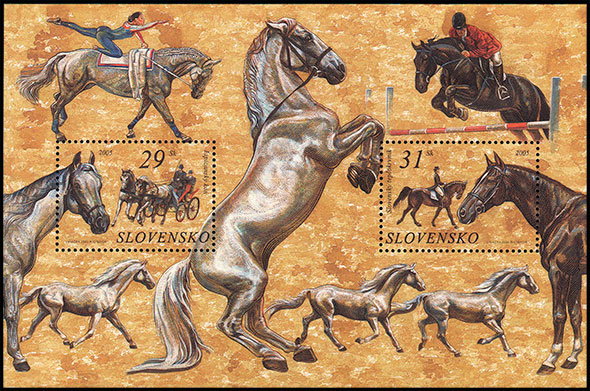 Protection of Nature. Horses. Postage stamps of Slovakia.