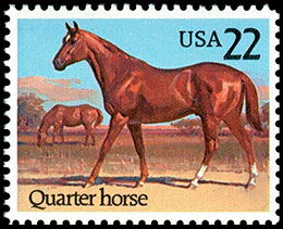 Лошади. Почтовые марки США.