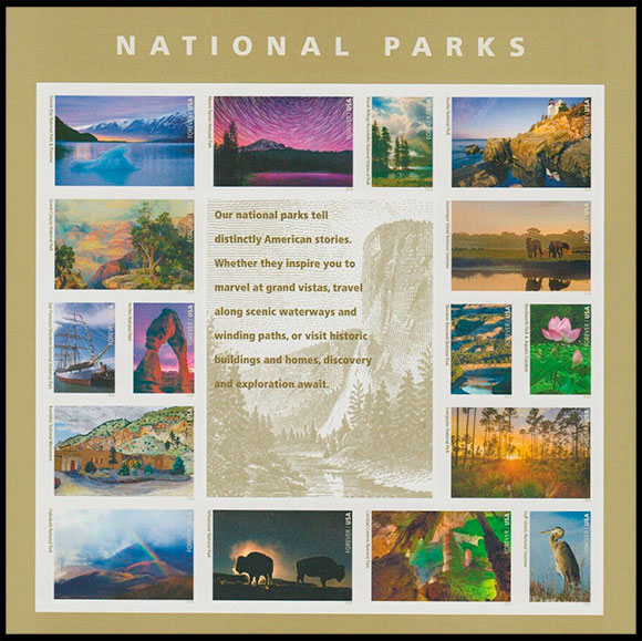 National Parks. Postage stamps of USA.
