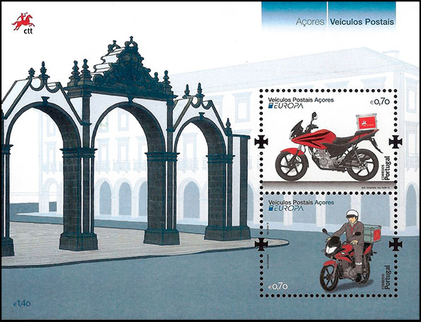 Europa 2013.The Postman Van. Postage stamps of Portugal. Azores.