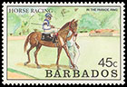 Скачки. Почтовые марки Барбадоса