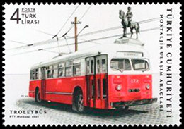 Ностальгические транспортные средства. Почтовые марки Турции.