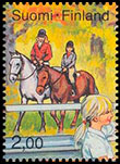 Увлечения молодежи - верховая езда. Почтовые марки Финляндии