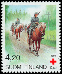 Red Cross. Finnish horses . Postage stamps of Finland.
