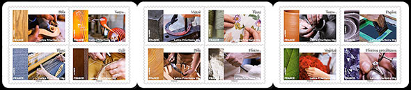 Handicrafts and Materials . Postage stamps of France.