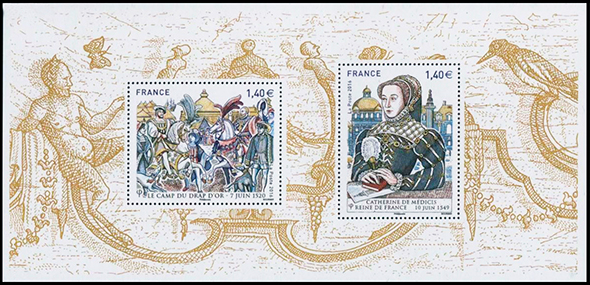 Великие времена в истории Франции. Ренесанс. Почтовые марки Франции.