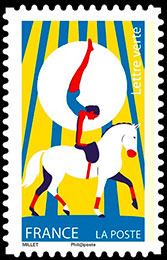 Circus Arts . Postage stamps of France.