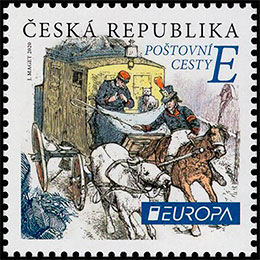 Europe. Ancient Postal Routes. Postage stamps of Czech Republic.