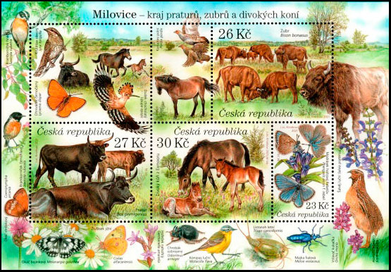 Nature Conservation: Milovice. Postage stamps of Czech Republic.
