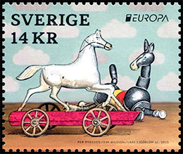 Европа 2015. Старые игрушки. Почтовые марки Швеции.