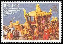 25-лет коронации королевы Елизаветы II. Почтовые марки Белиза.