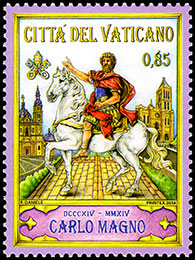 1200 лет со дня смерти Карла Великого. Почтовые марки Ватикана.