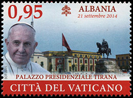The Apostolic Journeys of Pope Francis. Postage stamps of Vatican City.