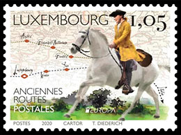 Европа 2020. Древние почтовые маршруты. Почтовые марки Люксембурга.