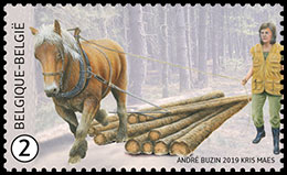 Животные на работе. Почтовые марки Бельгии.