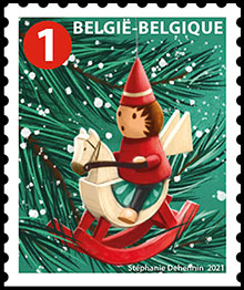 Christmas.Timeless Decoration. Postage stamps of Belgium.