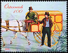 Historical Postal Vehicles. Postage stamps of Austria