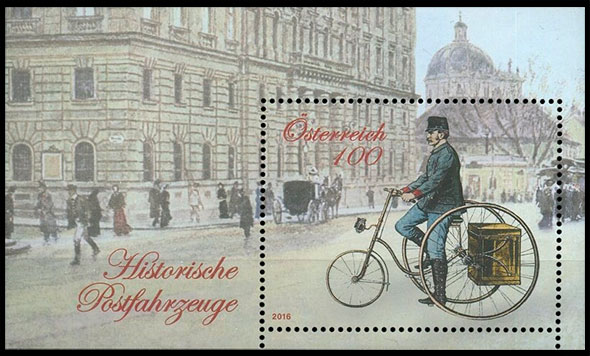 Historical Postal Vehicle. Postage stamps of Austria.