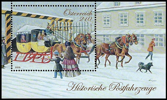 The History of Postal transport (VII). Postage stamps of Austria.
