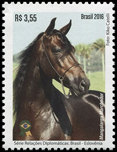 Horses. Diplomatic Relations with Slovenia. Postage stamps of Brazil .
