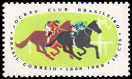 The 100th Anniversary of the Brazilian Jockey Club . Postage stamps of Brazil .