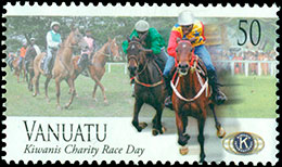Charity Kiwanis Clubs Horse Race . Postage stamps of Vanuatu.