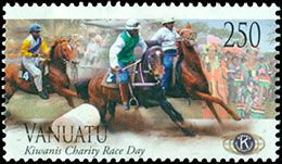 Charity Kiwanis Clubs Horse Race . Postage stamps of Vanuatu.