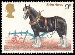 Horse breeds. 100th Anniversary of the Shire Horse Society . Postage stamps of Great Britain.