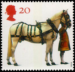 All the Queen's Horses. 50th Anniversary of the British Horse Society. Postage stamps of Great Britain.