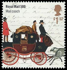 500 лет Королевской почте. Почтовые марки Великобритании.
