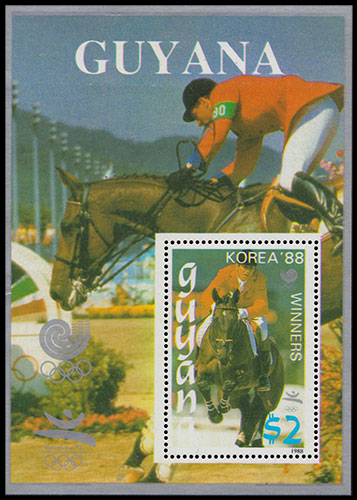 Спорт. Победители Олимпийских игр. Почтовые марки Гайаны.