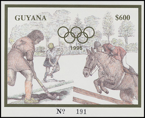 Олимпийские игры в Атланте, 1996 г. Блоки (I). Почтовые марки Гайаны.