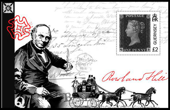 175 лет первой почтовой марке "Черный пенни". Почтовые марки Гернси.