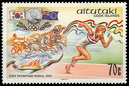 Олимпийские игры в Сеуле, 1988. Почтовые марки Аитутаки.