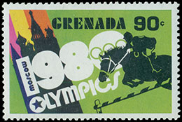 Олимпийские игры в Москве, 1980 г.. Почтовые марки Гренада 1980-03-24 12:00:00
