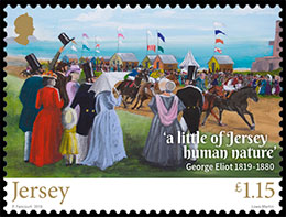 200 лет со дня рождения писателя Джорджа Элиота. Почтовые марки Джерси.