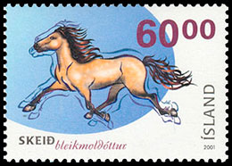 Icelandic horse gaits . Postage stamps of Island.