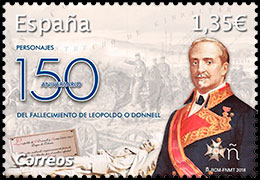 150th anniversary of the death of General Leopoldo O’Donnell. Postage stamps of Spain.