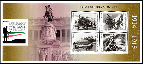 100 лет Первой мировой войне. Почтовые марки Италии.