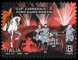 110-й карнавал в Пон-Сен-Мартен. Почтовые марки Италии.